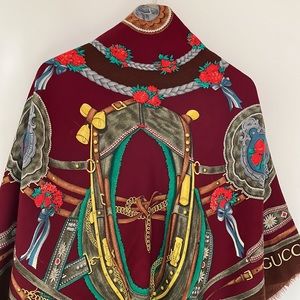 Gucci horsebit silk/wool shawl